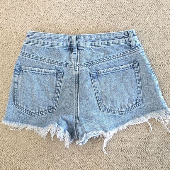 Pacsun High Rise Festival Medium Wash Distressed Jean Shorts - Size 26 - Picture 2 of 12